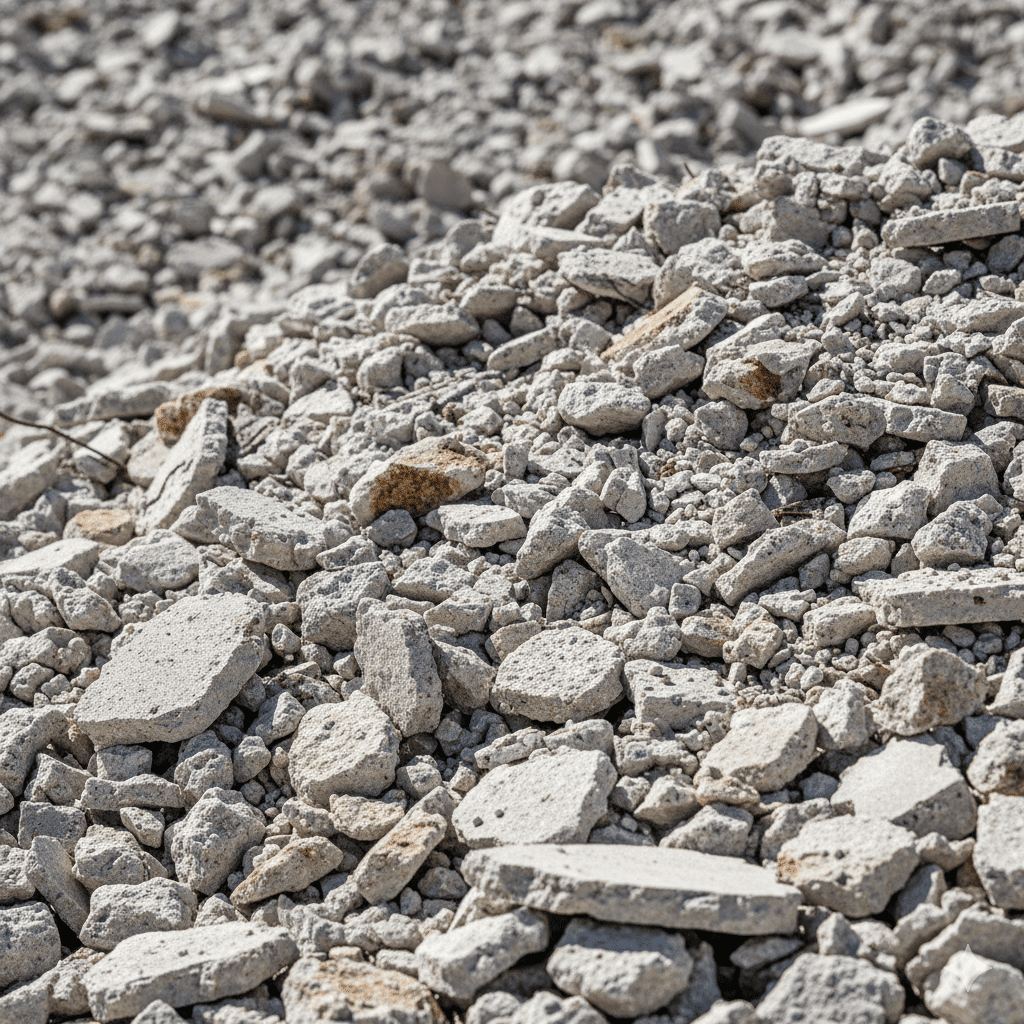 A close-up of crushed concrete.