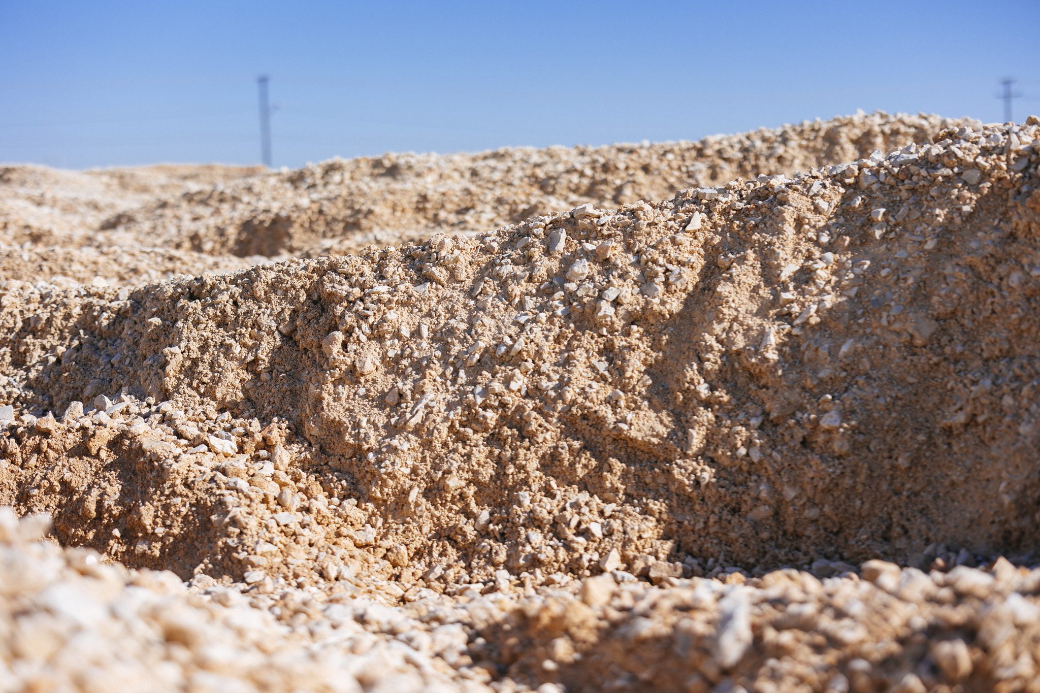 A close-up of limestone base.